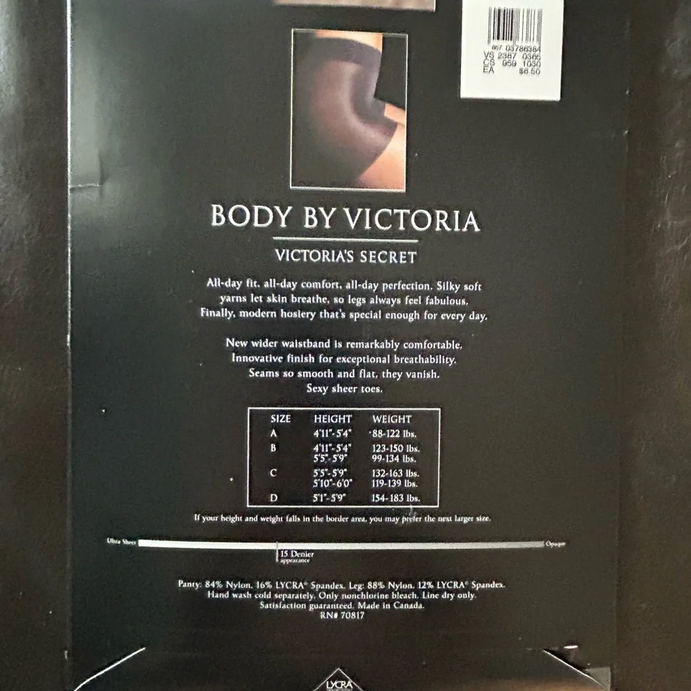 NEW Victoria's Secret Body by Victoria Pantyhose Sz C Nude Control Top Stretch